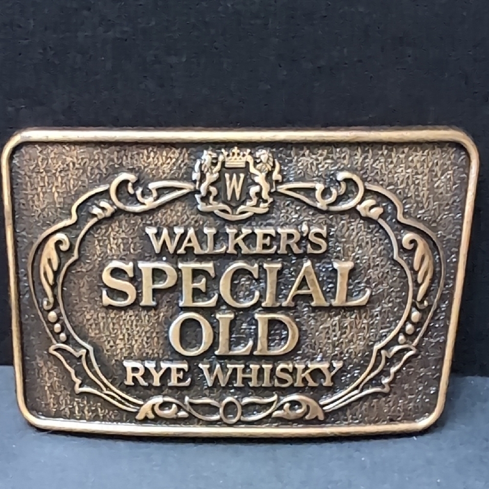 Century Canada, Walker Special Old Rye Whiskey Metal Belt Buckle .